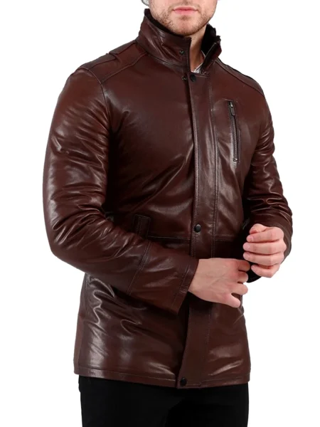 Josh Duhamel Mens Vintage Leather Jacket in Brown