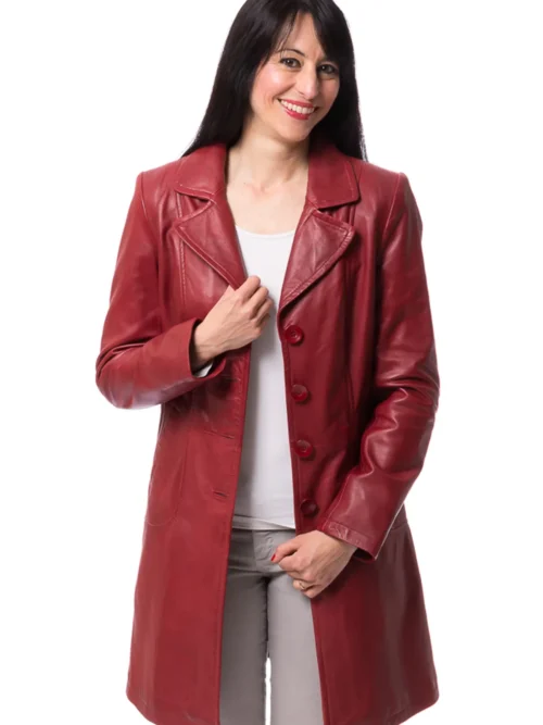 Burgundy Sheepskin Trench Coat