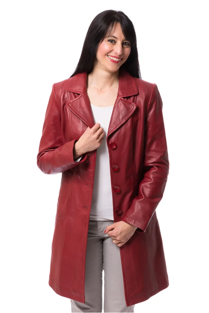 Burgundy Sheepskin Trench Coat