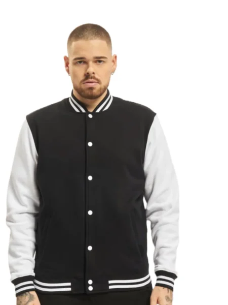Hu Biedul White and Black Baseball Style Letterman Jacket