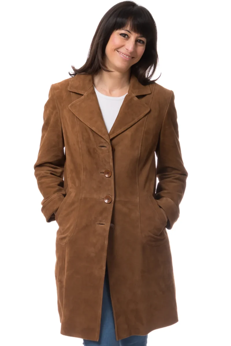 Suede Lapel Collar Coat