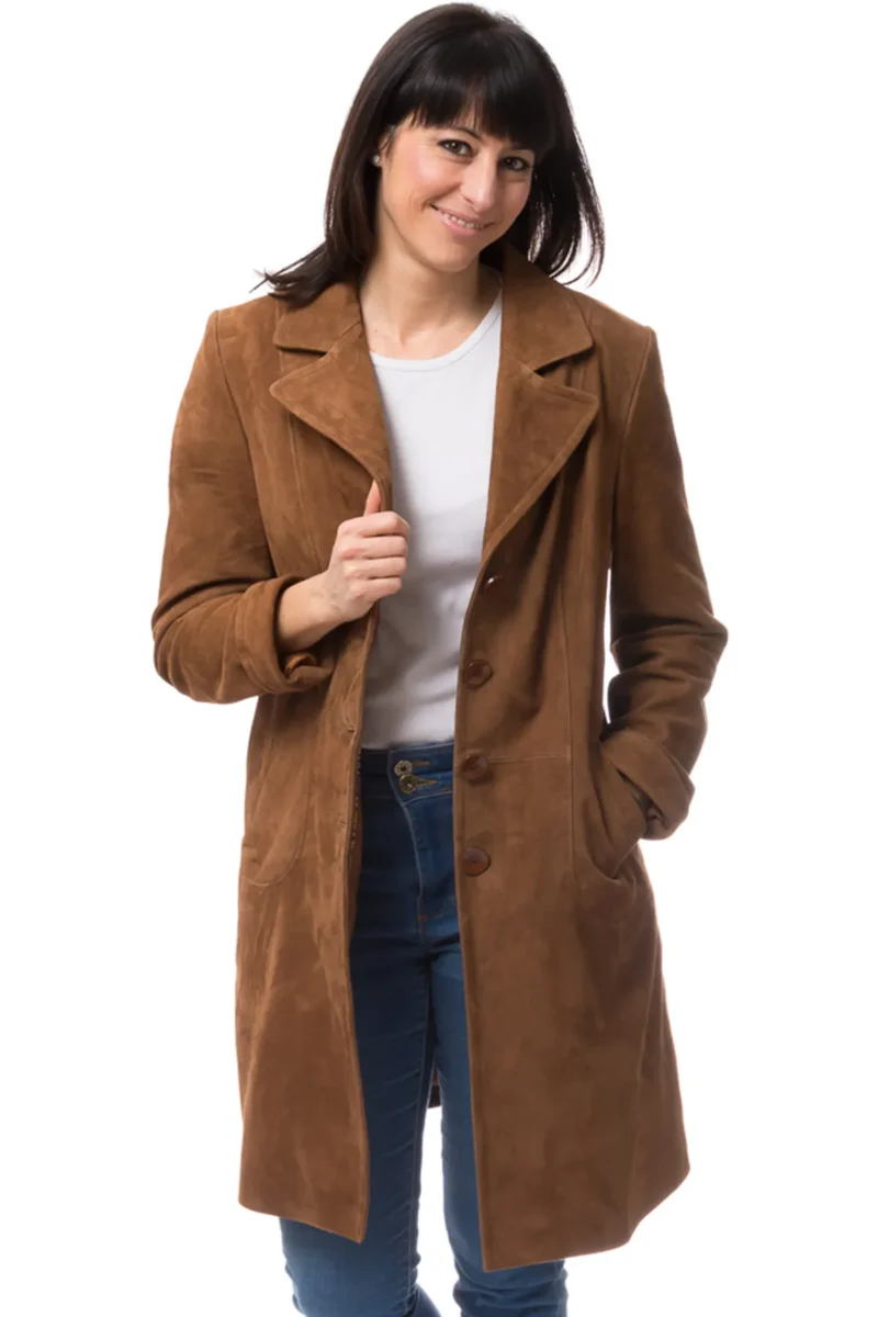 Suede Lapel Collar Coat