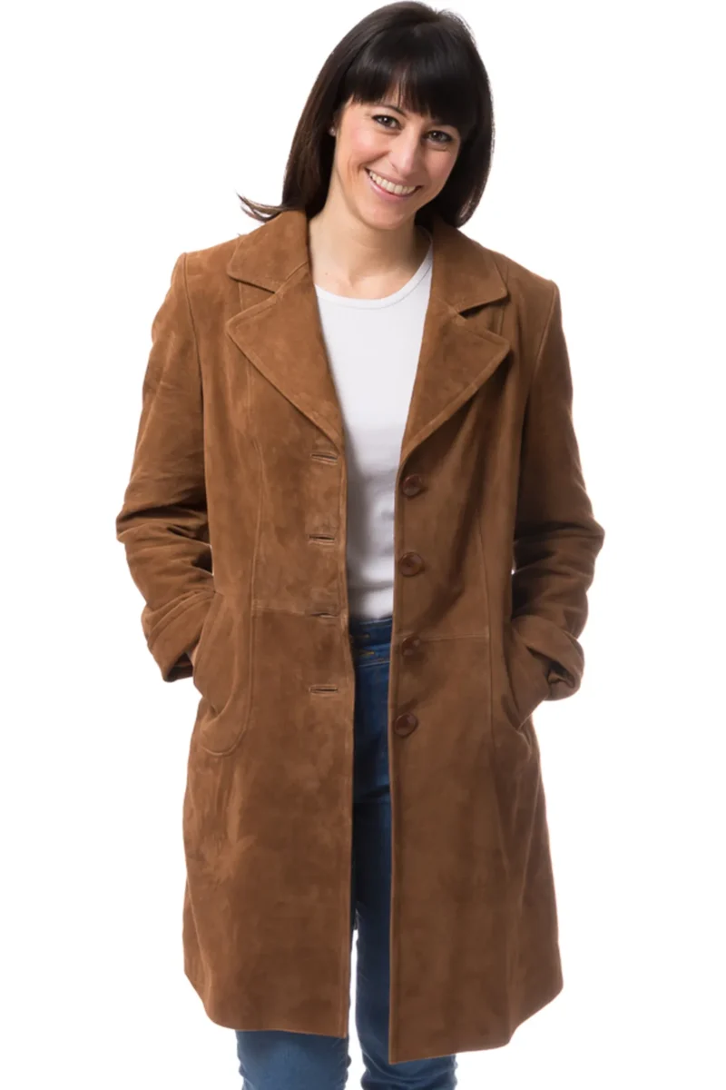 Suede Lapel Collar Coat