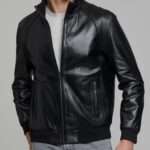 Jeremy Men's Black Bomber Leather Jacket