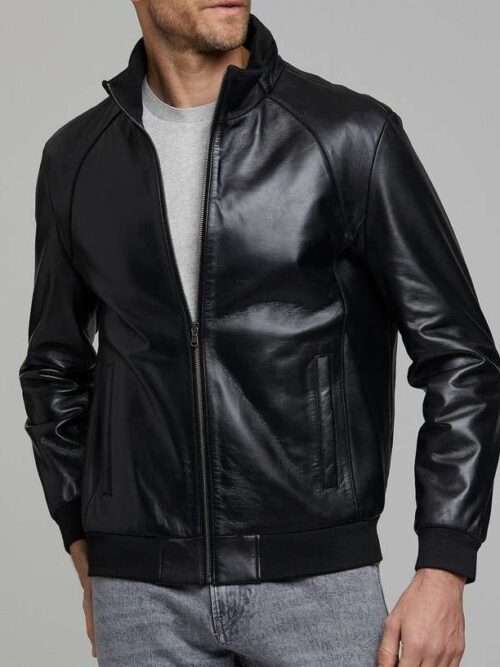 Jeremy Men's Black Bomber Leather Jacket