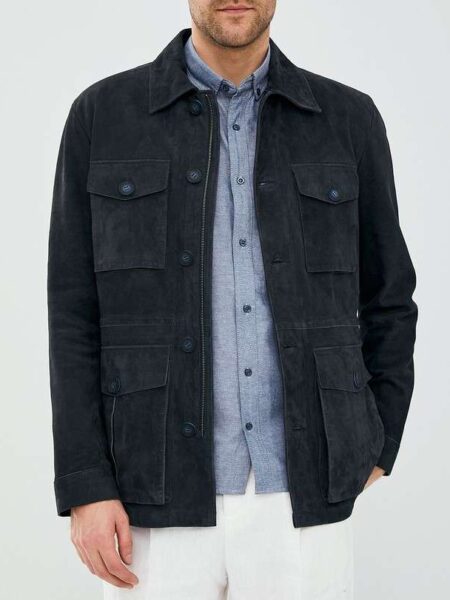 Davidson Men Blue Suede Leather Jacket