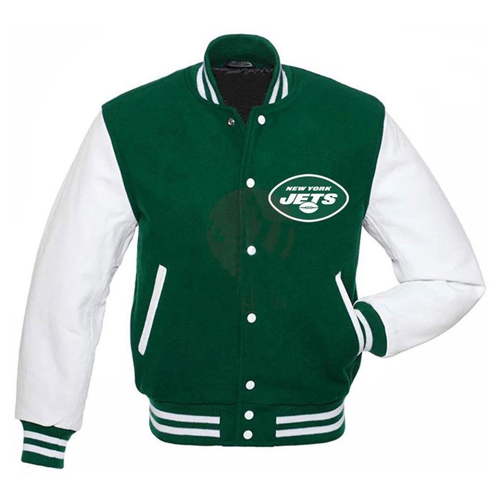 NY Jets Green and White Letterman Jacket