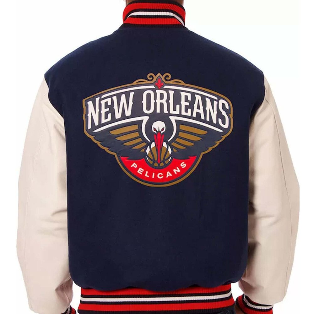 New Orleans Pelicans Wool Blue and White Jacket