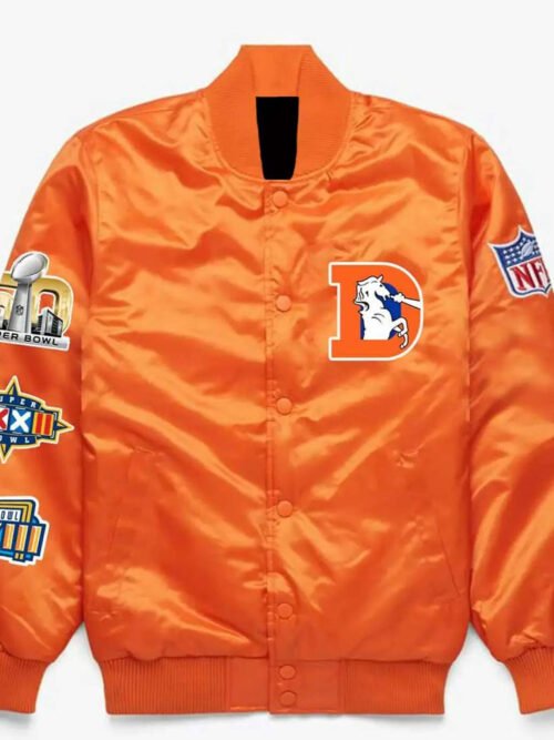 Super Bowl Denver Broncos Orange Bomber Jacket