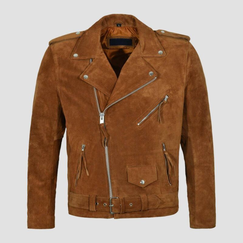 Alan Brando Brown Suede Fringe Leather Jacket