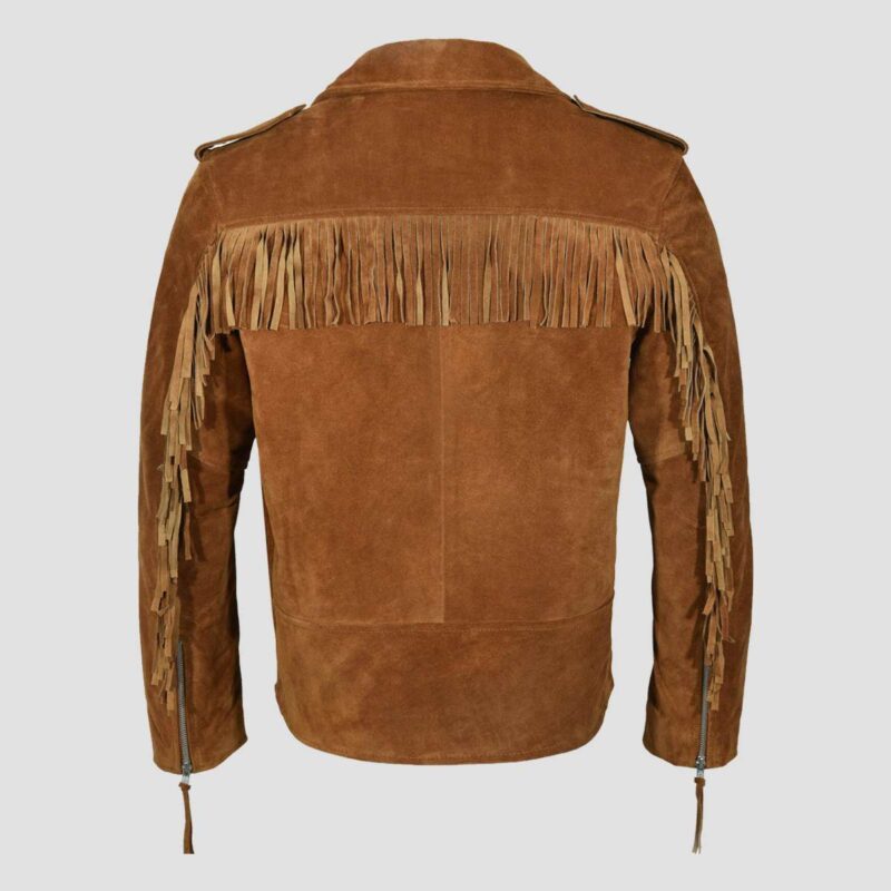 Alan Brando Brown Suede Fringe Leather Jacket - Image 2