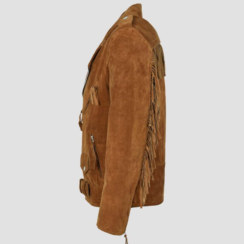 Alan Brando Brown Suede Fringe Leather Jacket - Image 3