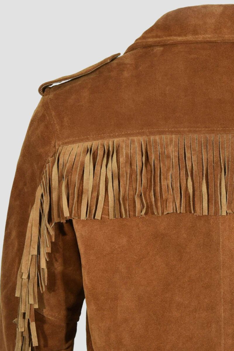 Alan Brando Brown Suede Fringe Leather Jacket - Image 4