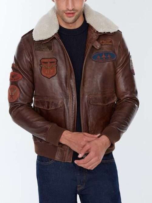 Maverick Brown Flight Leather Jacket for Men