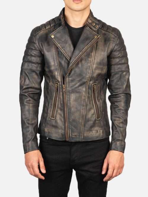 Bolton Distressed Brown Leather Jacket for Men