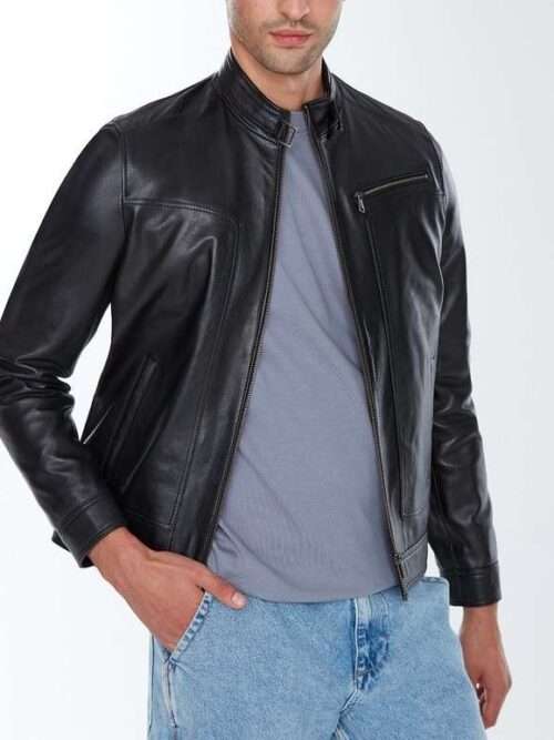 Adrian Casual Black Leather Jacket for Men