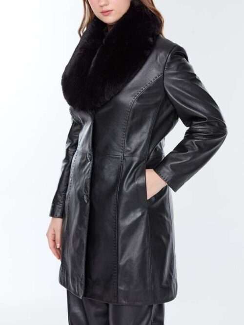 Alice Long Leather Coat for Plus Size Women