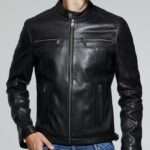 Amigo Casual Black Leather Jacket for Men