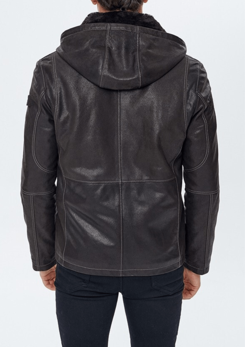 Anderson Black Hooded Leather Jacket