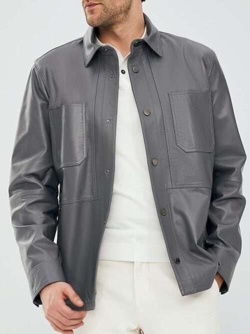 Bonanza Grey Blouson Leather Jacket