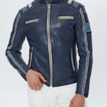 Boston Blue Biker Leather Jacket for Men