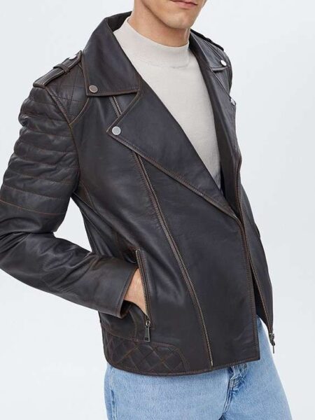Brando Junior Brown Biker Leather Jacket for Men