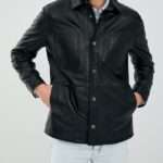 Butler Casual Black Leather Blouson Jacket