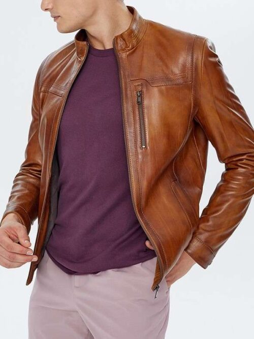 Daniel Waxed Brown Slimfit Leather Jacket
