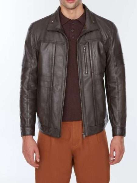 Derek Casual Brown Sheepskin Leather Jacket for Men