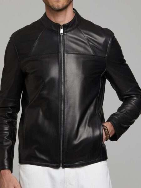 John Casual Black Mens Leather Jacket