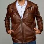 Jon Wick Waxed Brown Leather Jacket for Men