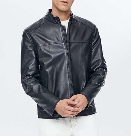 Joye Casual Black Leather Jacket