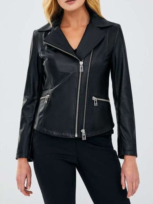 Lily Short Body Black Biker Jacket for Women