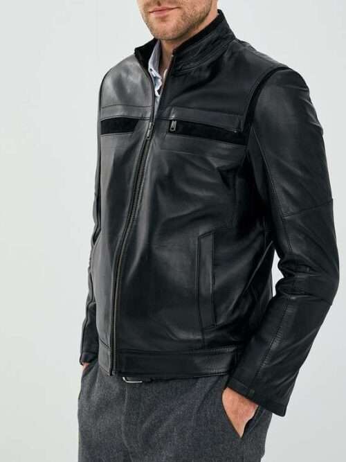 Norton Casual Black Sheepskin Leather Jacket for Men