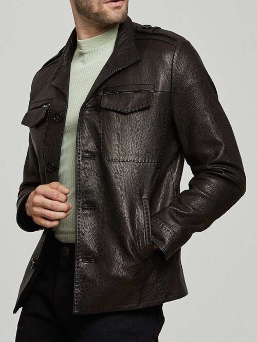 Phillip Milled Cowhide Leather Coat for Men