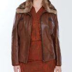 Rachel Waxed Brown Plus Size Leather Jacket for Women