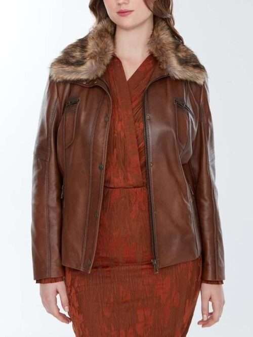 Rachel Waxed Brown Leather Jacket for Women