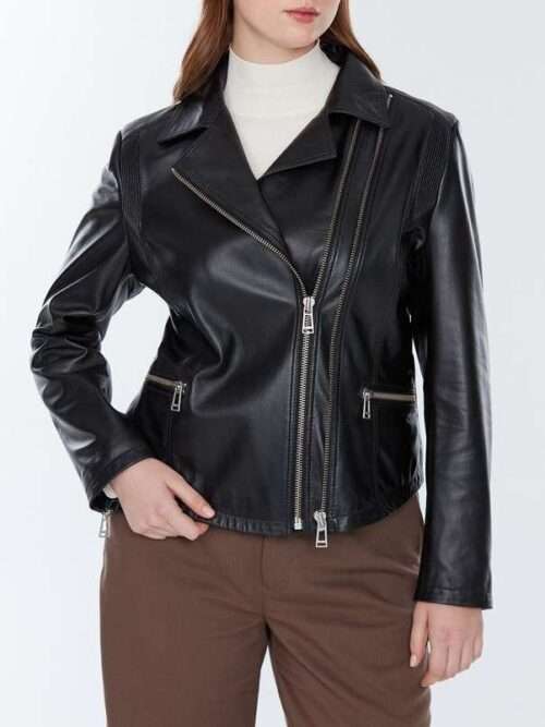 Suzzane Brando Black Leather Jacket Plus Size for Women