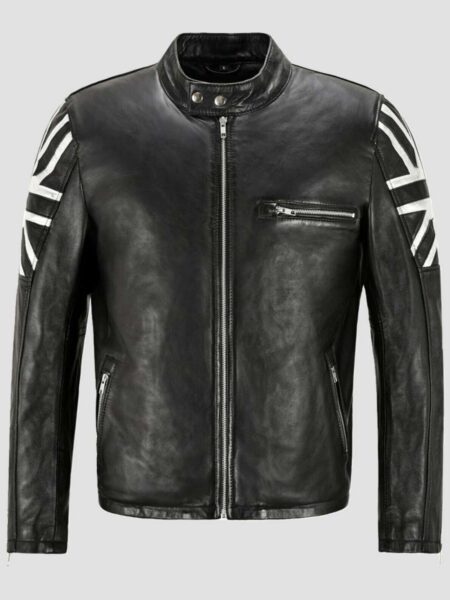 Union Jacket Distressed Black Leather Jacket For Men