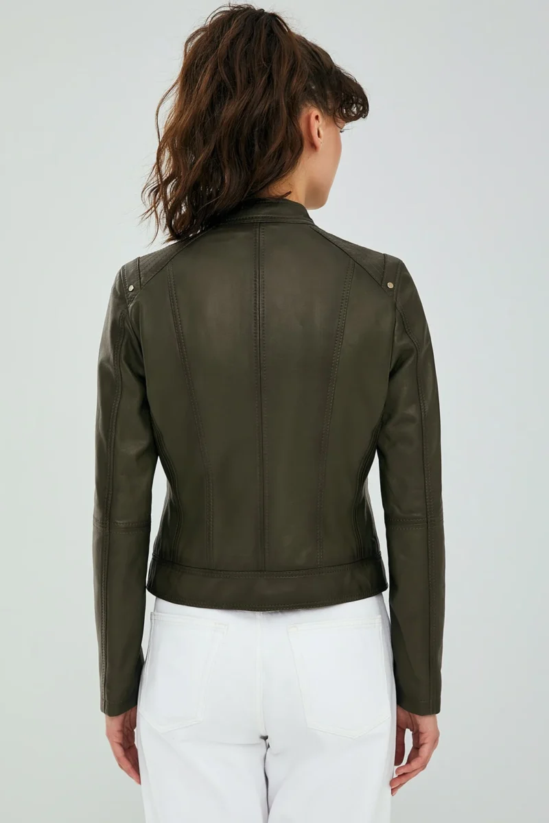 Green Leather Jacket for Women