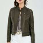 Green Leather Jacket for Women