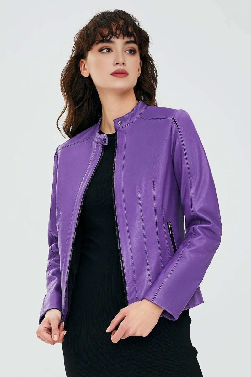 Purple Leather Jacket Women