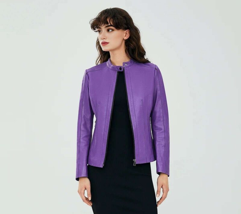 Purple Leather Jacket Women