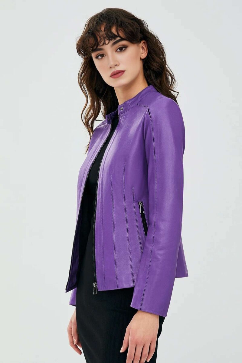 Purple Leather Jacket Women