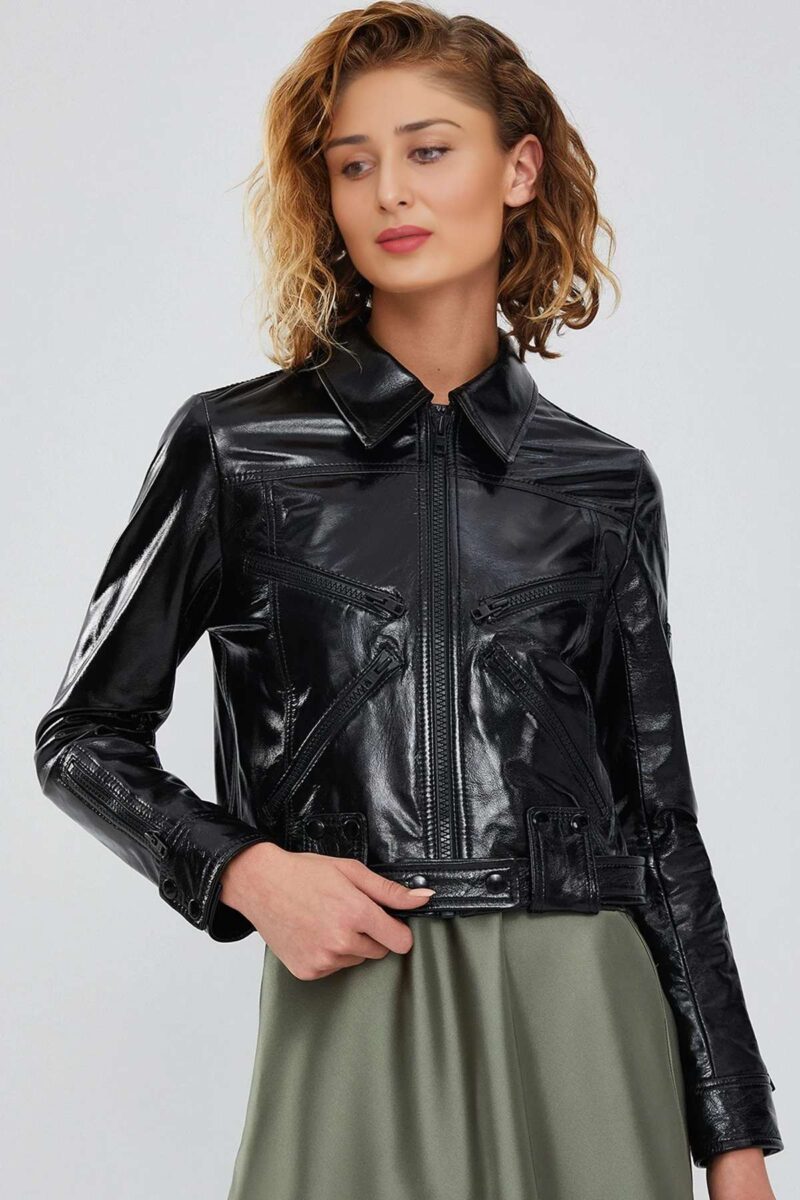 black leather jacket for women