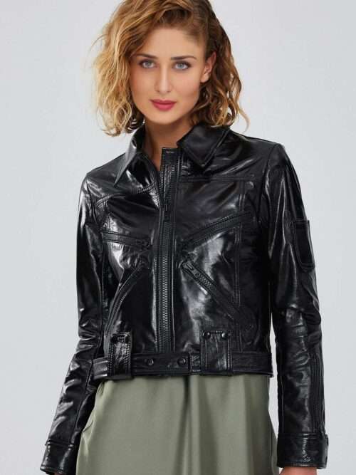 womens leather blazer