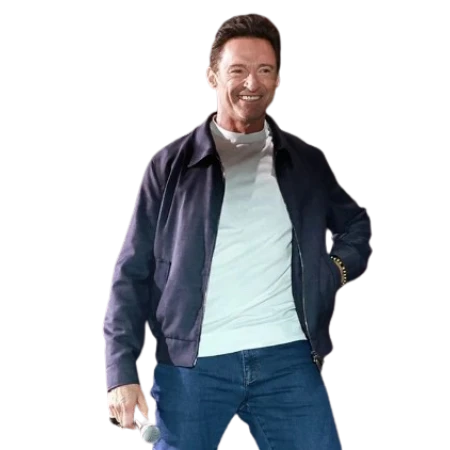 Hugh Jackman Blue Cotton Jacket