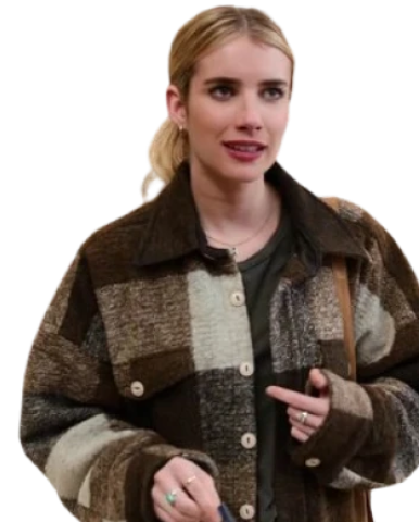 Emma Roberts Holidate Sloane Brown Plaid Jacket