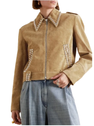 Studded Suede Women Leather Jacket