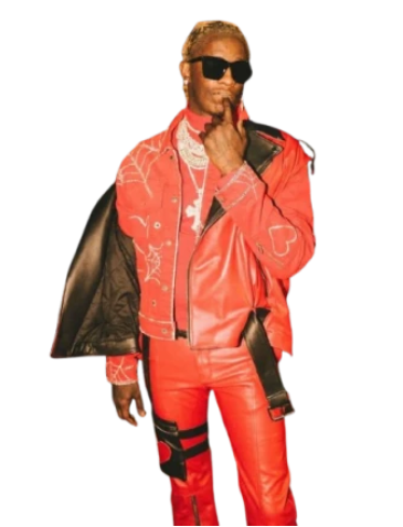 Spider Young Thug Red Leather Jacket